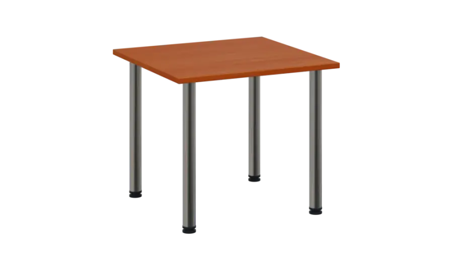 CRTR 80 jídelní stůl, kovová podnož chrom, deska 25 mm, 800x800 mm, třešeň šumavská